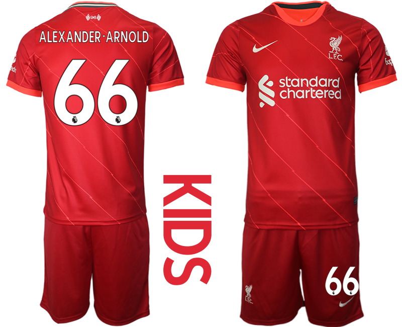 Youth 2021-2022 Club Liverpool home red #66 Soccer Jersey->customized soccer jersey->Custom Jersey